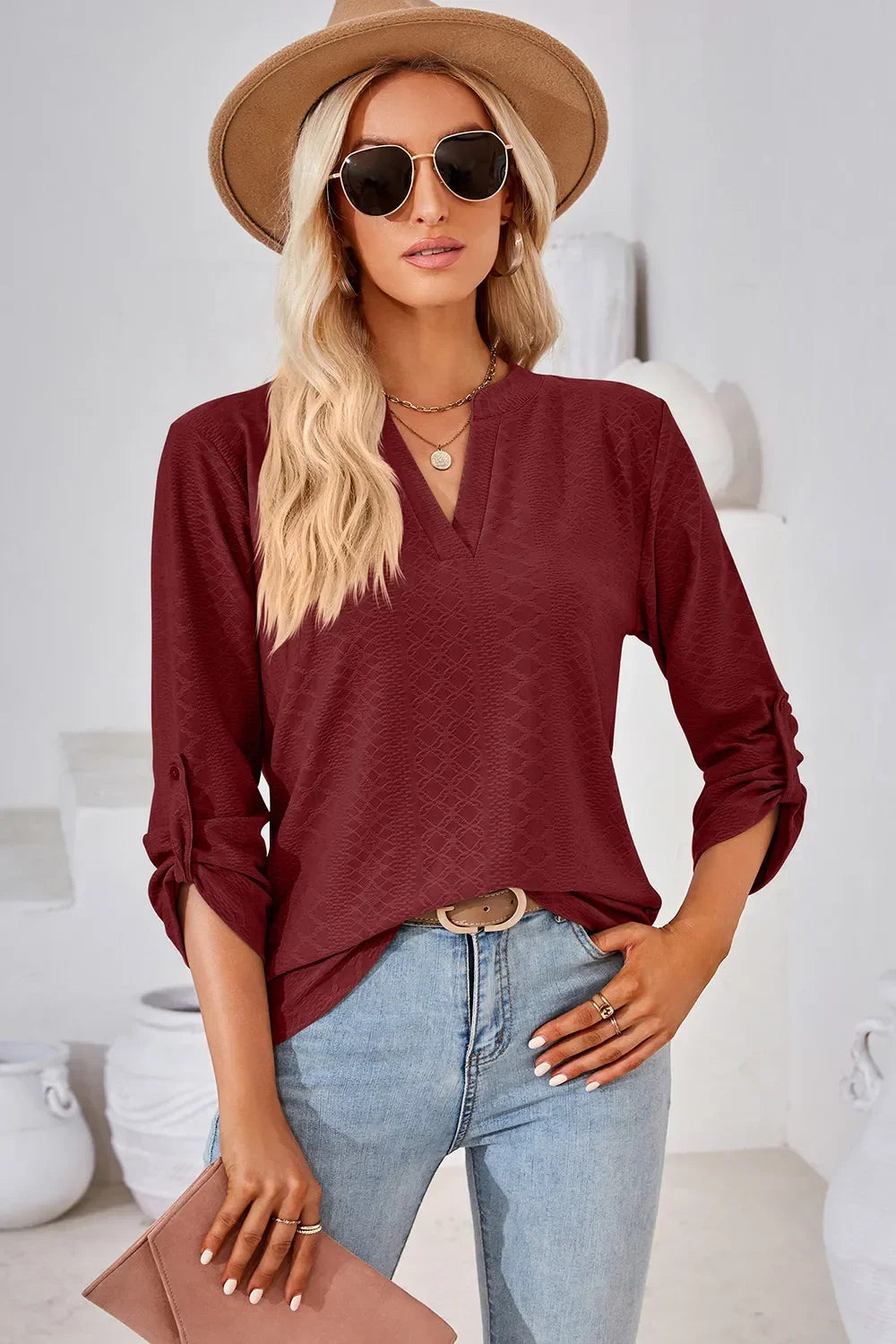 Notched Roll-Tab Sleeve T-Shirt - Southern Shores Clothing