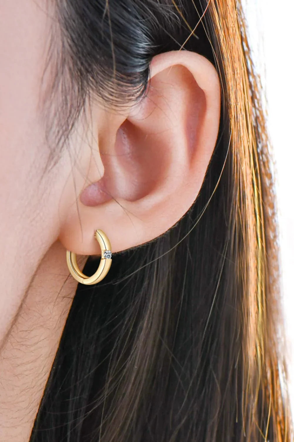 Minimalist Moissanite Sterling Silver Huggie Earrings - Southern Shores Clothing