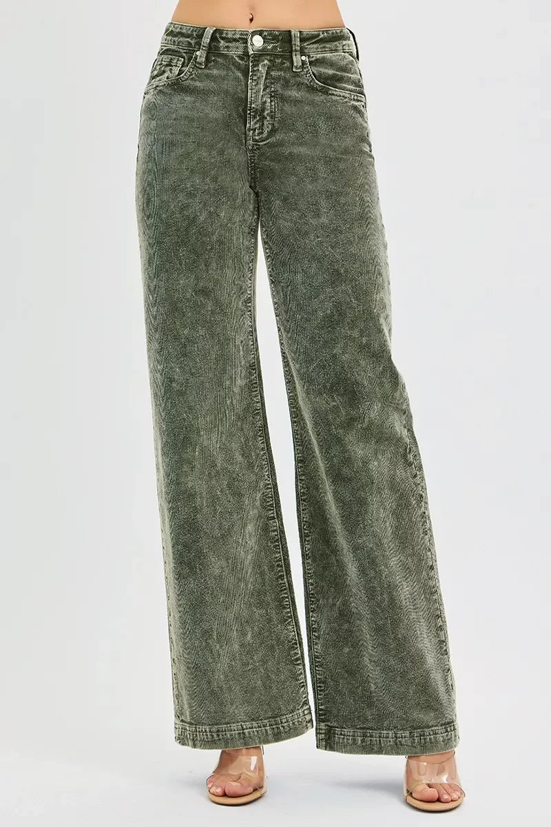 High Rise Wide Leg Corduroy Jeans Plus Size - Southern Shores Clothing