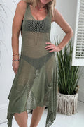 Crochet Knit Cover-Up Dress Pocketed And Cutout Details - Southern Shores Clothing