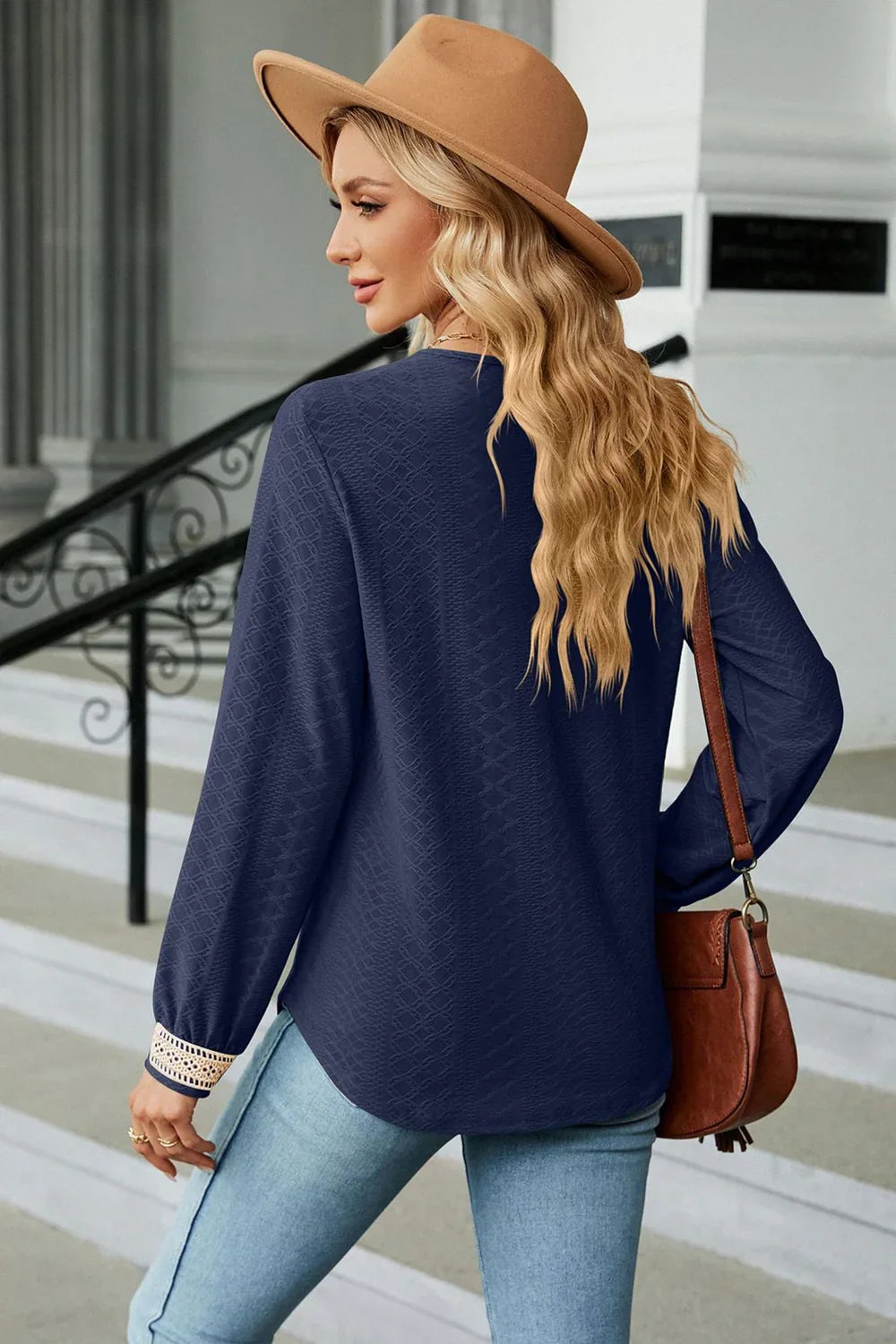 Southern Shores Clothing V-Neck Long Sleeve Lace Rayon Blouse For Casual And Sophisticated Everyday Wear - Southern Shores Clothing