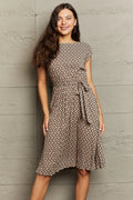 Perfee Round Neck Tie Waist Dress - Southern Shores Clothing