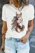 Western Aztec Horse Graphic Tee With Soft Stretch - Southern Shores Clothing