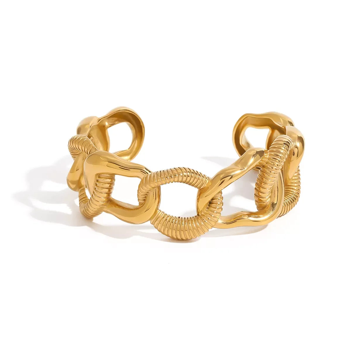 18K Gold-Plated Chain Link Open Bracelet - Southern Shores Clothing