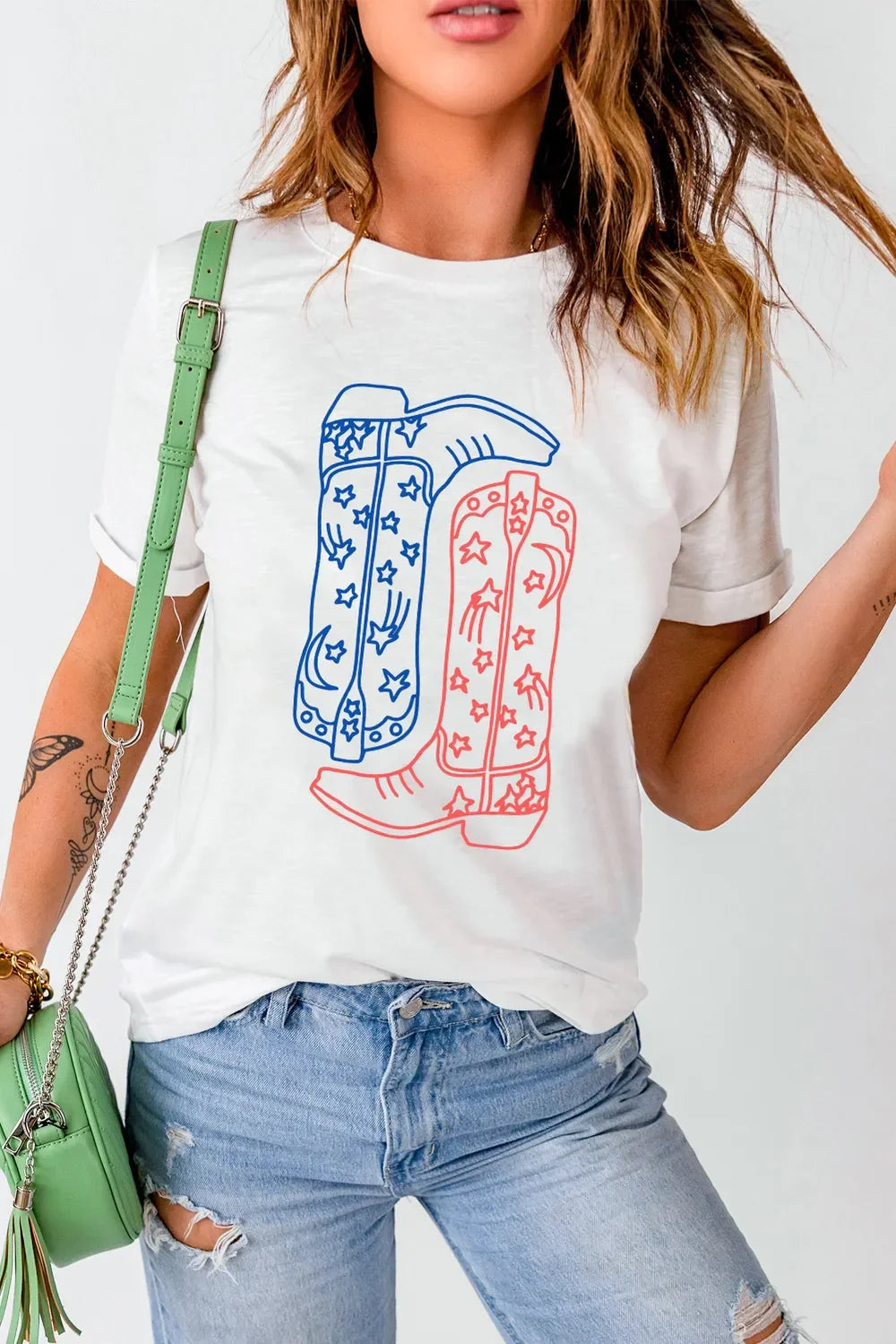 Boot Graphic Round Neck Short Sleeve Tee - Southern Shores Clothing
