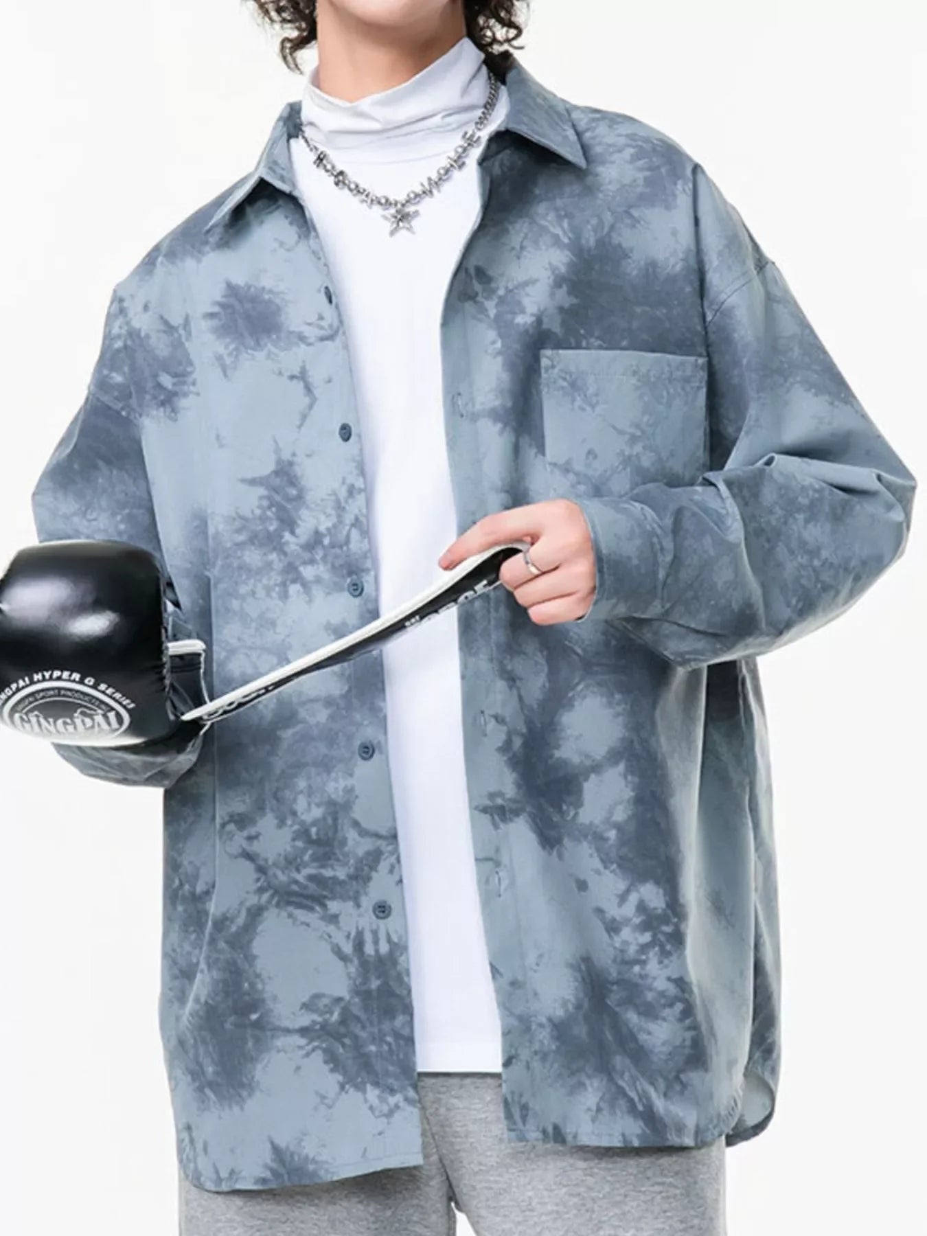 Plus Size Tie-Dye Oversized Buttoned Shirt - Southern Shores Clothing
