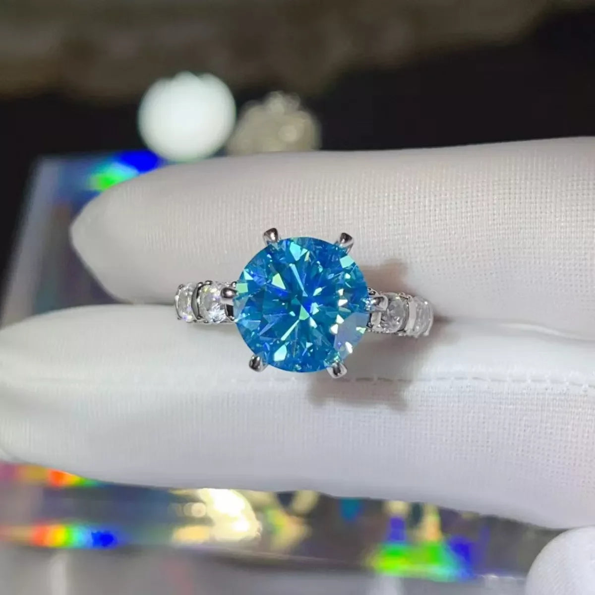 Moissanite Ring 5 Carat, 6-Prong Solitaire, Sterling Silver - Southern Shores Clothing