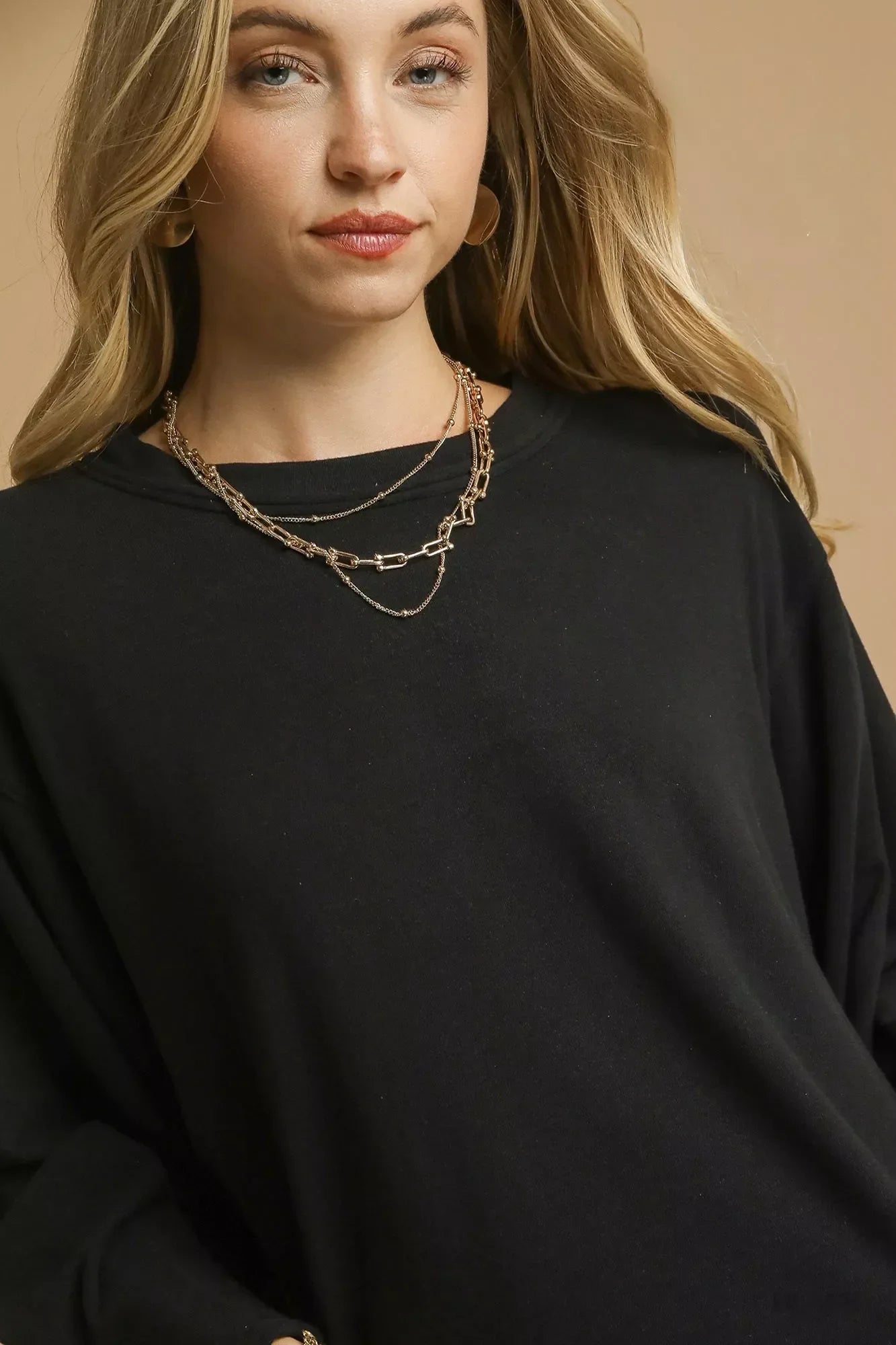 Cozy Brushed Fleece Crewneck Top With Soft Feel - Southern Shores Clothing