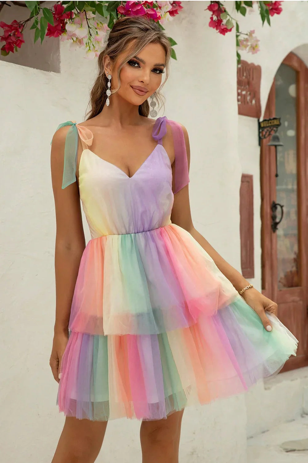 Gradient Tie-Shoulder Layered Dress - Southern Shores Clothing