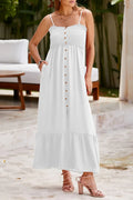 Smocked Spaghetti Strap Maxi Dress With Ruffle Hem - Southern Shores Clothing