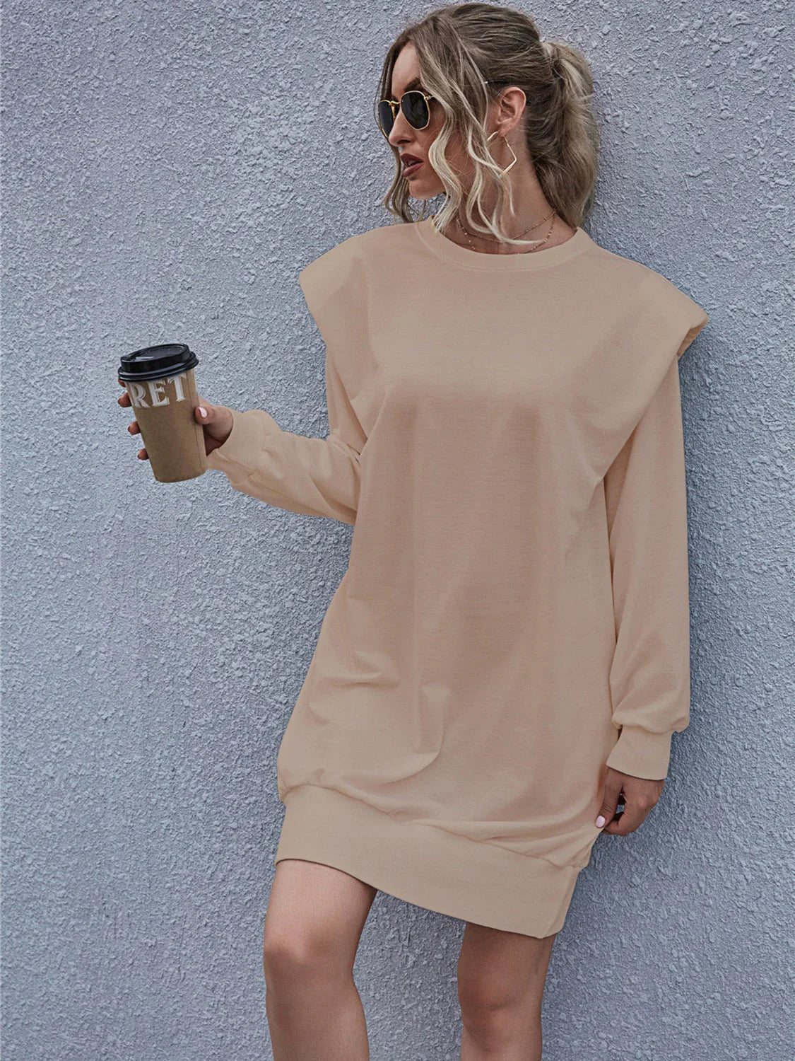 Round Neck Long Sleeve Mini Dress - Southern Shores Clothing