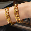 Titanium Steel Hollow Square Chain Bracelet 18K Gold Plating - Southern Shores Clothing