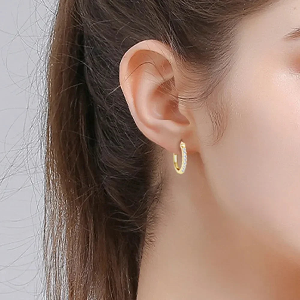 Sterling Silver Moissanite Huggie Earrings - Southern Shores Clothing
