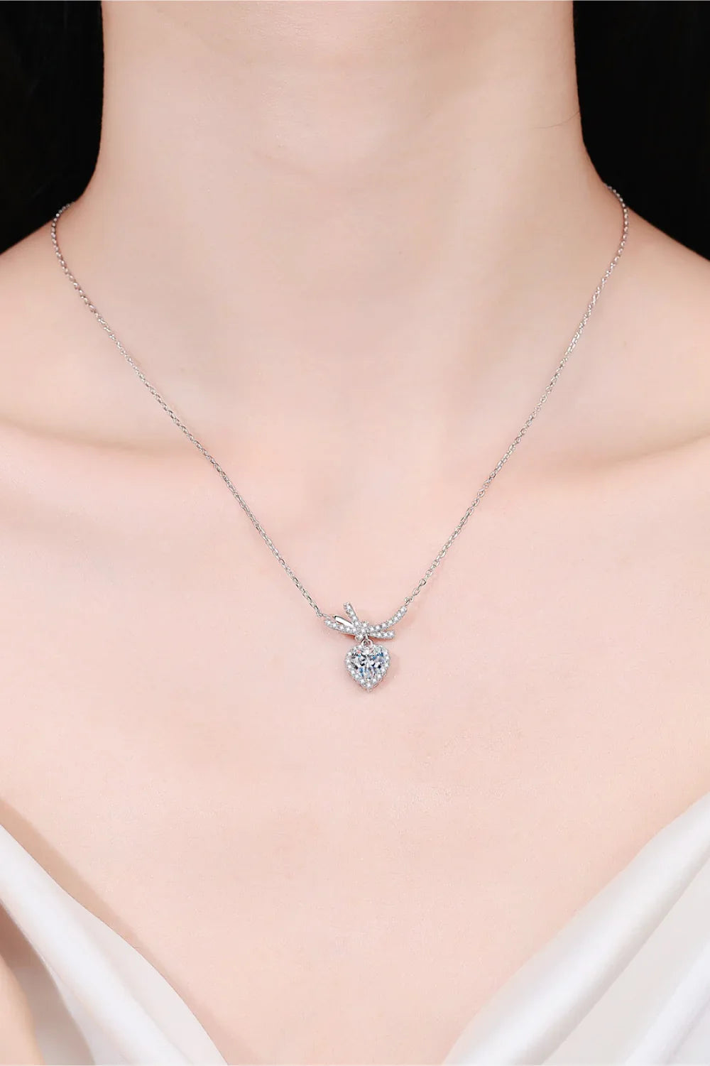 Moissanite Heart Pendant Necklace Sterling Silver - Southern Shores Clothing