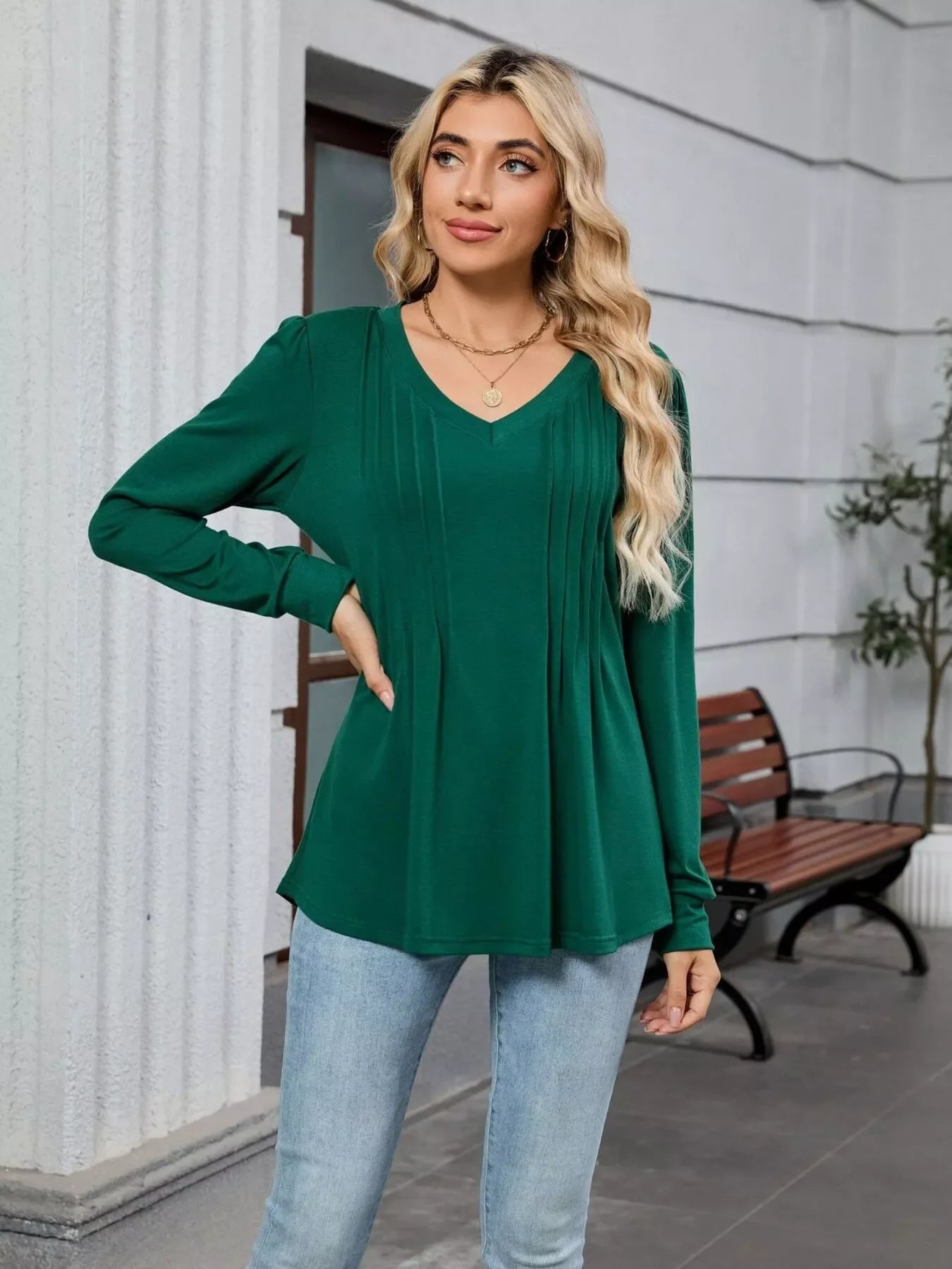 V-Neck Long Sleeve Relaxed Fit T-Shirt - Southern Shores Clothing