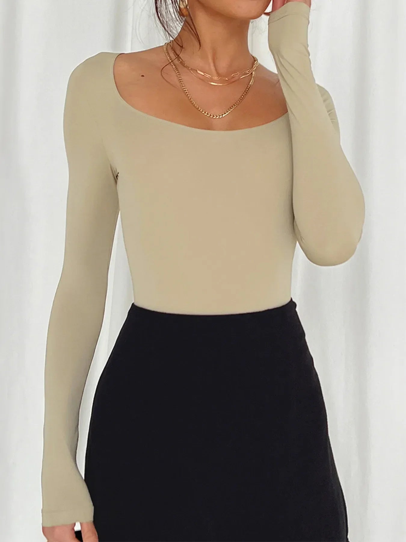 Long Sleeve Scoop Neck Fitted T-Shirt - Southern Shores Clothing