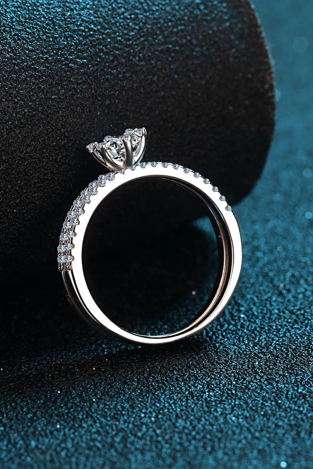Moissanite Sterling Silver Ring Set With Pave Zircon - Southern Shores Clothing