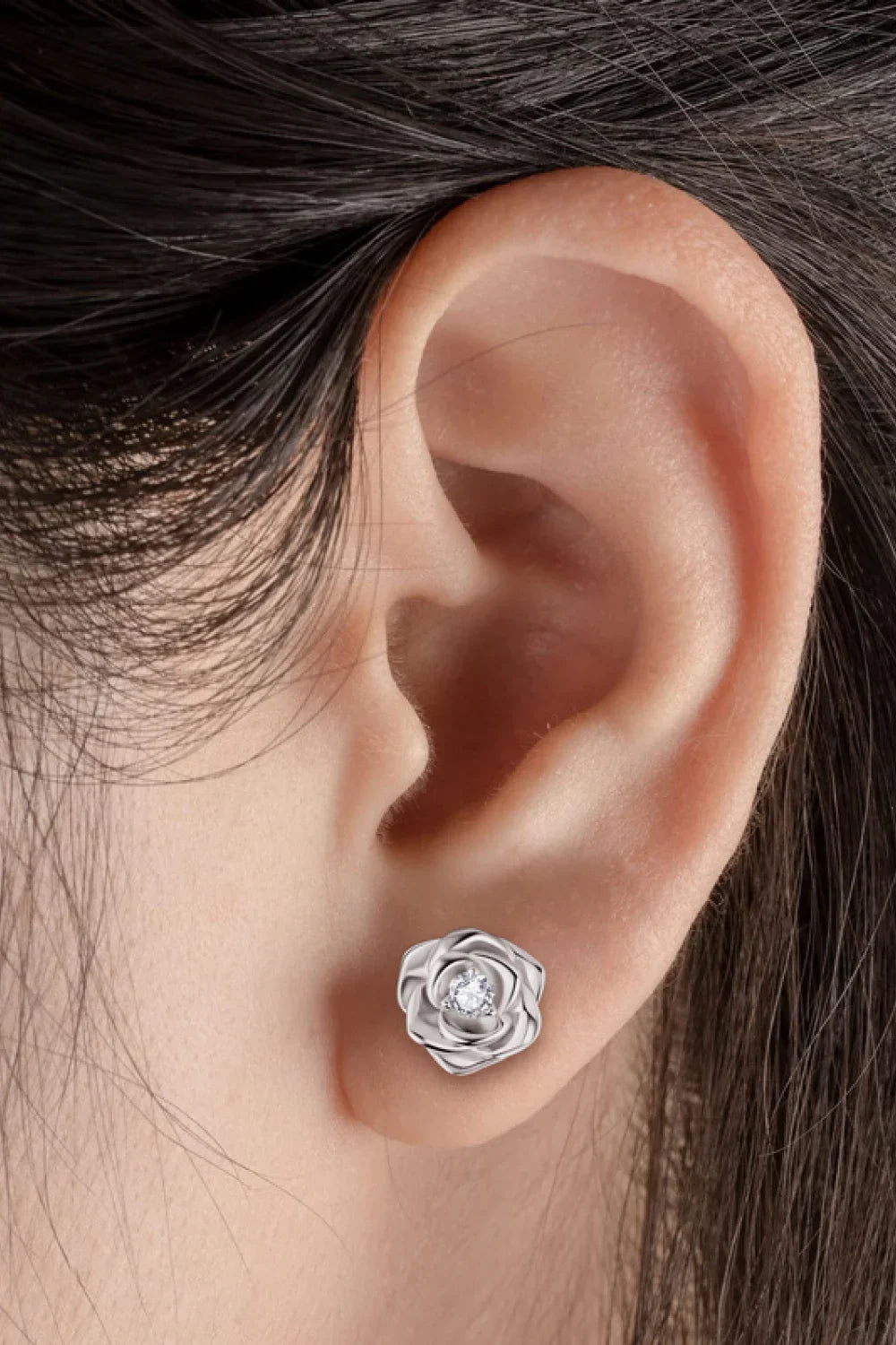 Sterling Silver Moissanite Flower Earrings