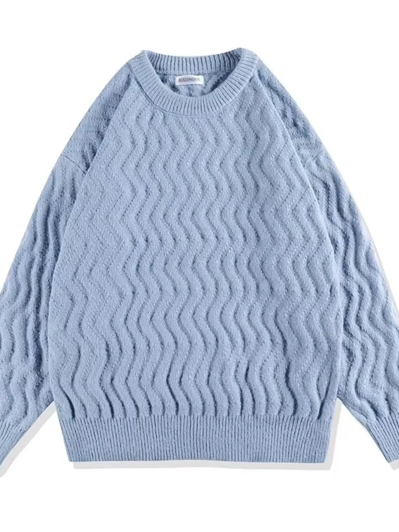 Oversized Textured Wave Knit Sweater Relaxed Fit - Southern Shores Clothing