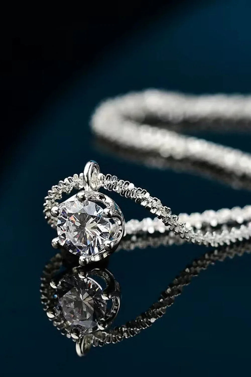 1 Carat Moissanite Necklace Platinum Plated Sterling Silver - Southern Shores Clothing