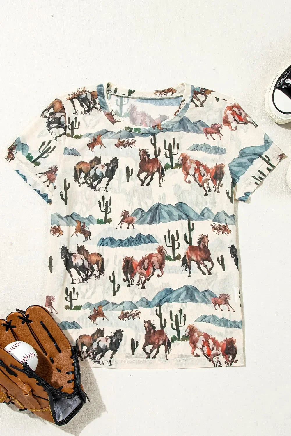 Mustang River Printed Mesh T Shirt With Stretch Fabric - Southern Shores Clothing