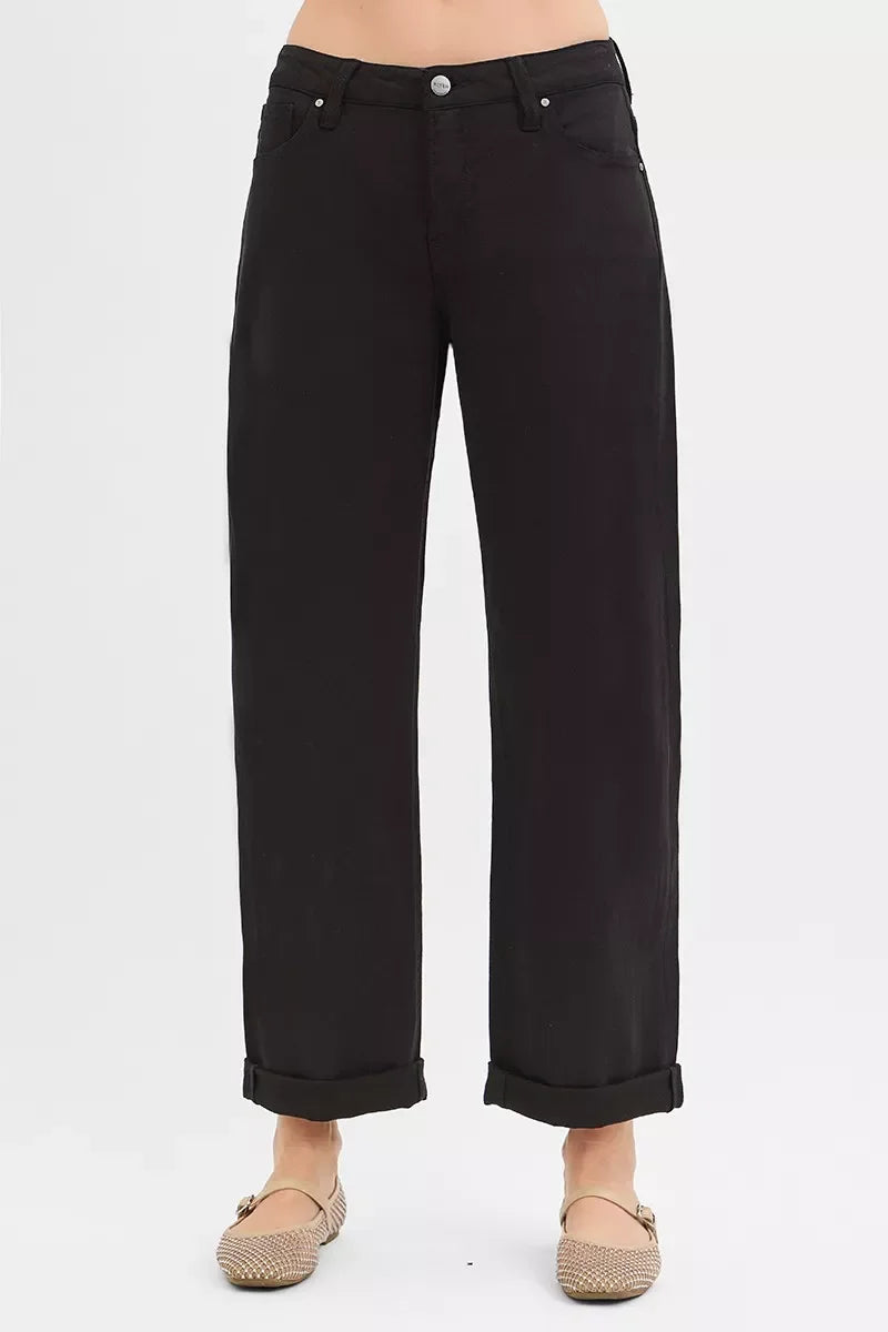 Tummy Control Mid Rise Ankle Barrel Relaxed Baggy Jeans - Southern Shores Clothing