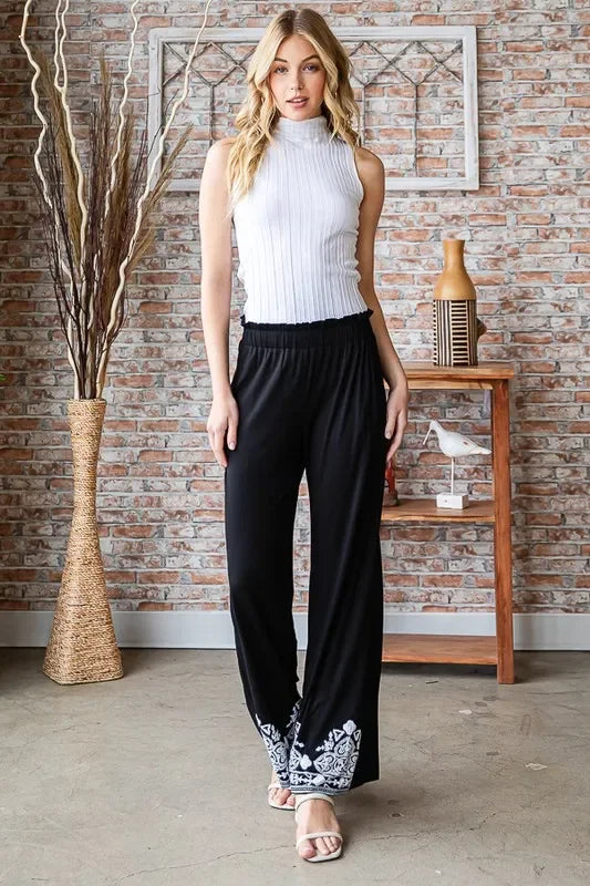 Damask Textured Plus Size Pants With Breathable Stretch - Southern Shores Clothing