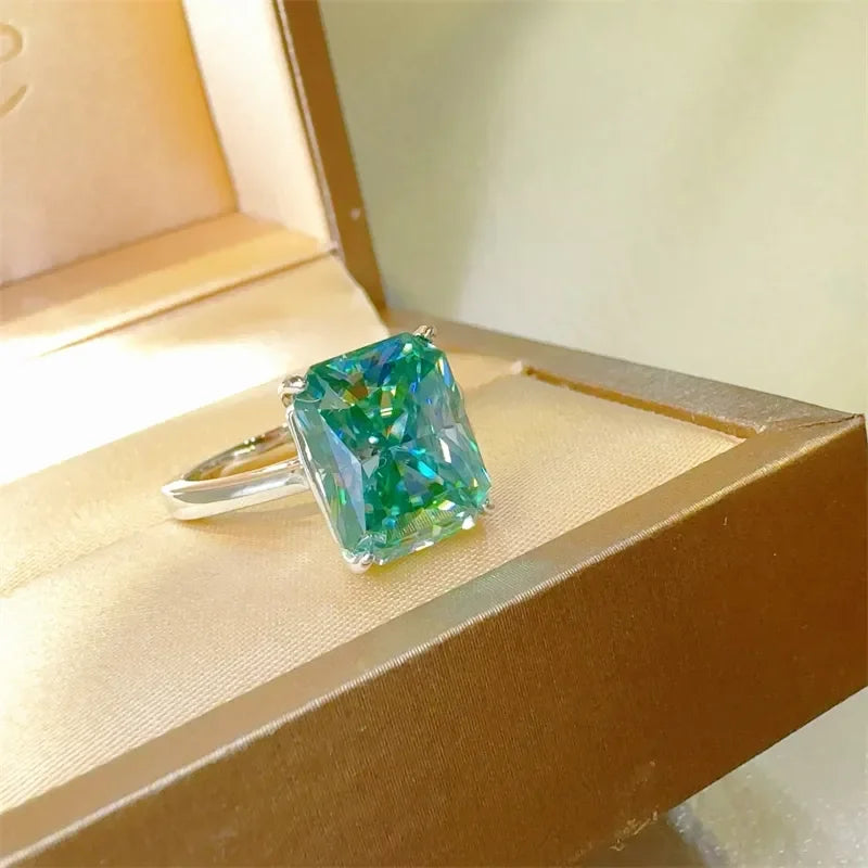2 Carat Moissanite Rectangle Ring Sterling Silver - Southern Shores Clothing