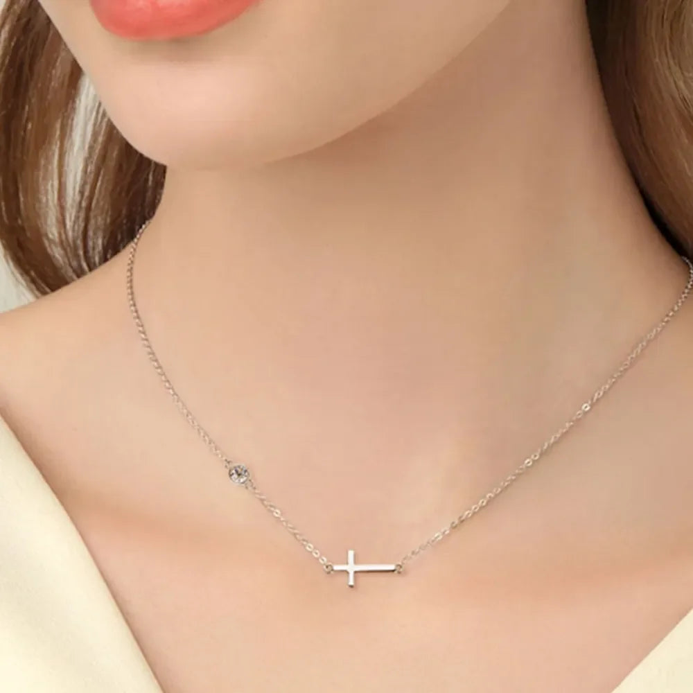 Moissanite Cross Necklace Sterling Silver - Southern Shores Clothing