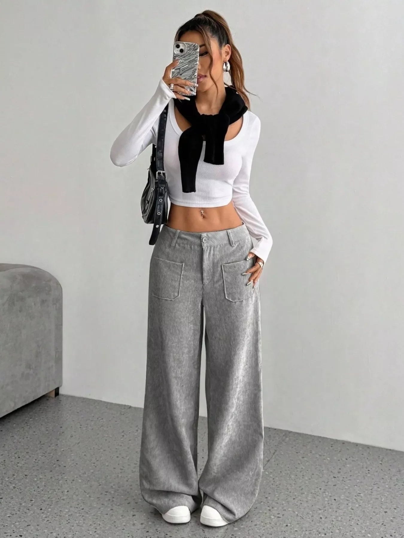 Wide Leg Corduroy Pants With Pockets And Relaxed Fit - Southern Shores Clothing