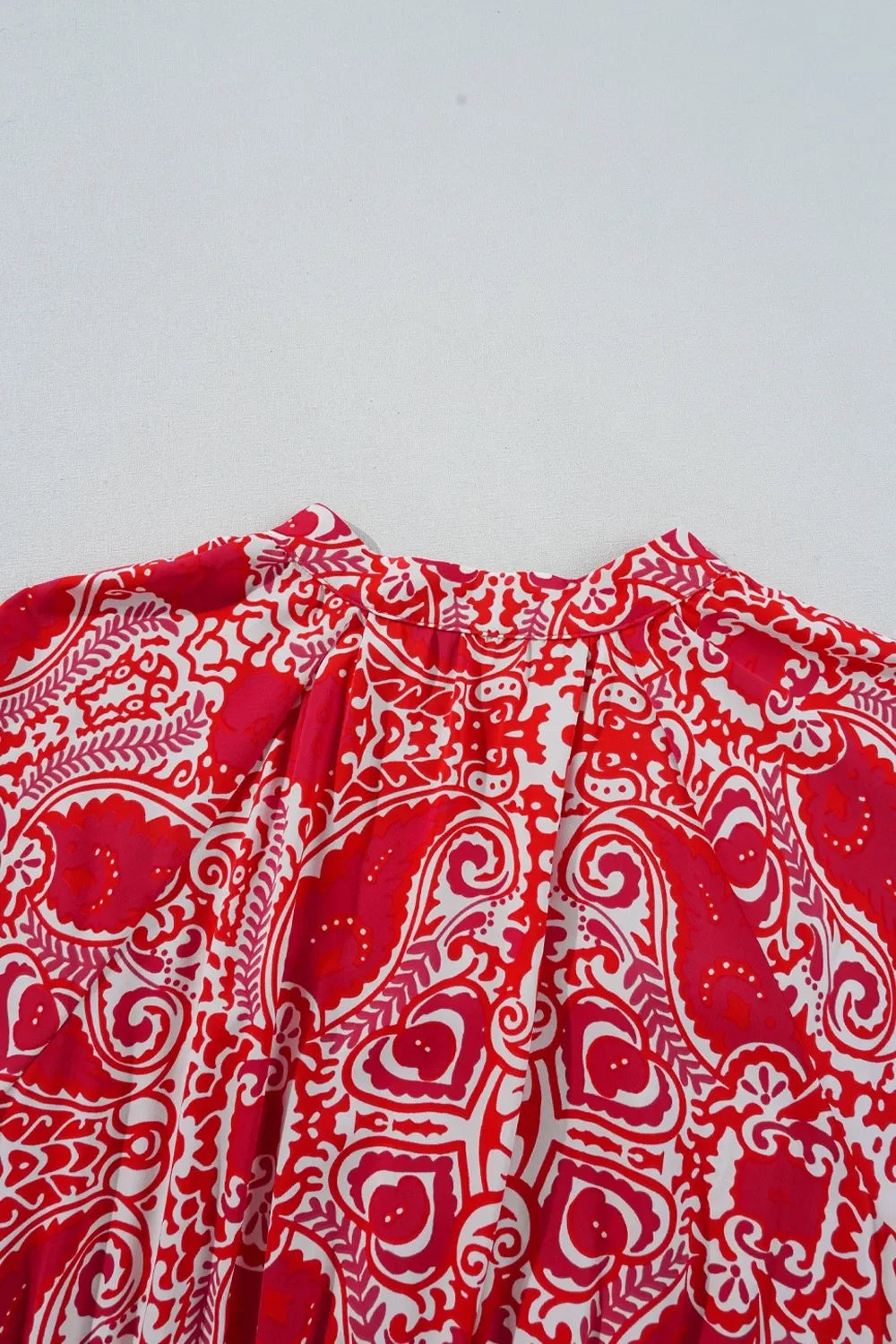 Paisley Print Side Slit High Waist Maxi Dress With Puff Sleeves - Southern Shores Clothing