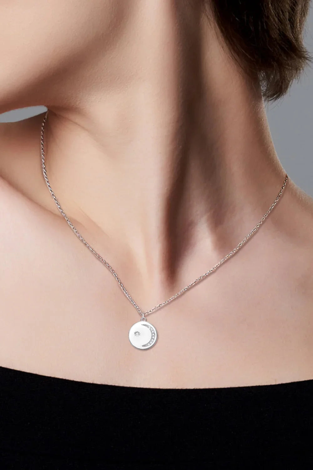 Moissanite Round Sterling Silver Necklace All Day Comfort - Southern Shores Clothing
