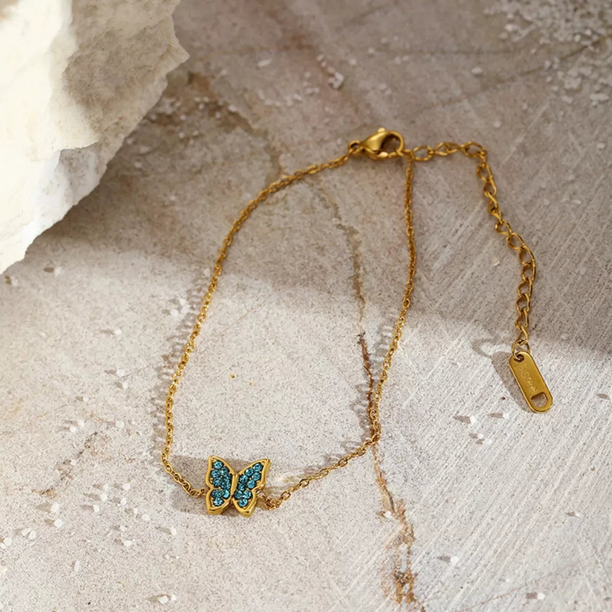18K Gold-Plated Turquoise Zircon Butterfly Bracelet - Southern Shores Clothing