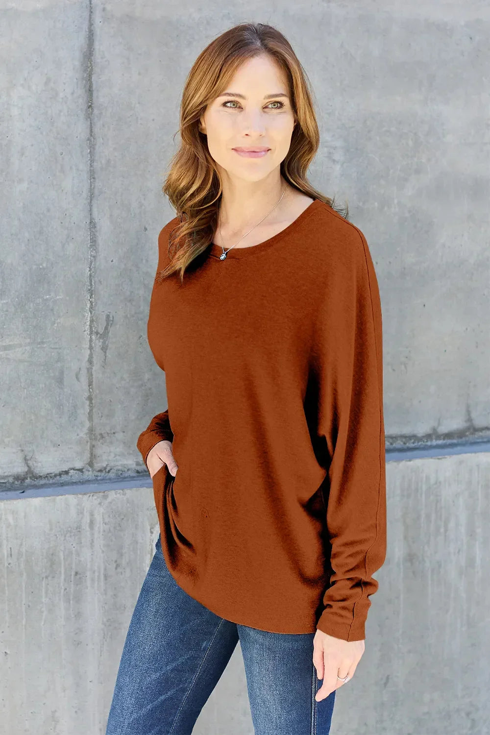 Basic Round Neck Long Sleeve T Shirt Top - Southern Shores Clothing