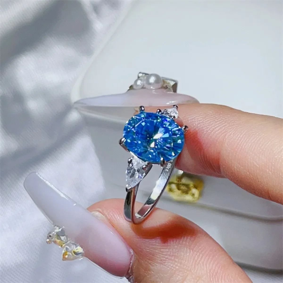 3 Carat Moissanite Sterling Silver Ring With Zircons - Southern Shores Clothing