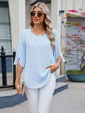 Casual Round Neck Half Sleeve Blouse For Everyday Wear - Southern Shores Clothing