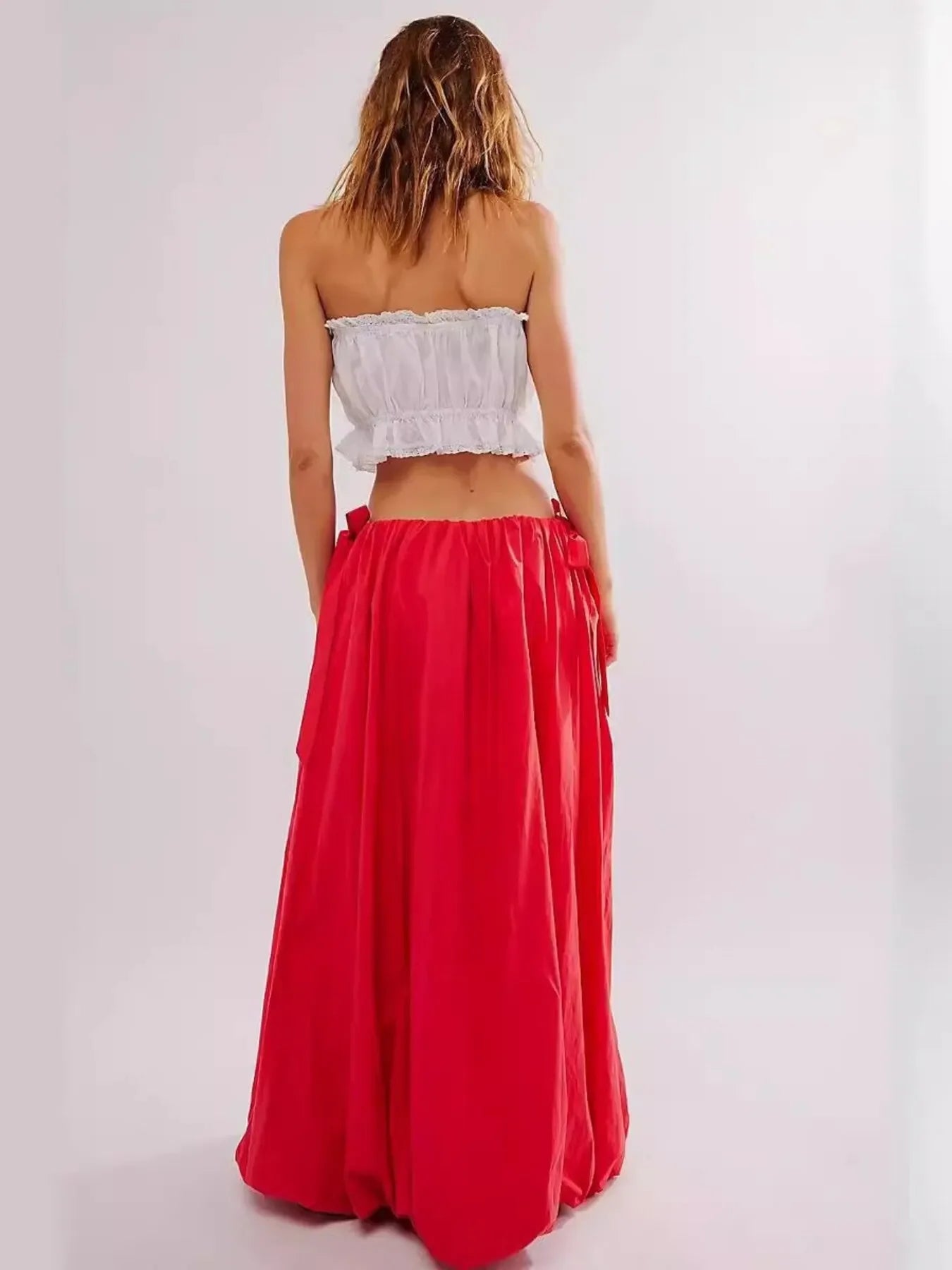 Drawstring Side Bow Maxi Skirt With Pockets - Southern Shores Clothing