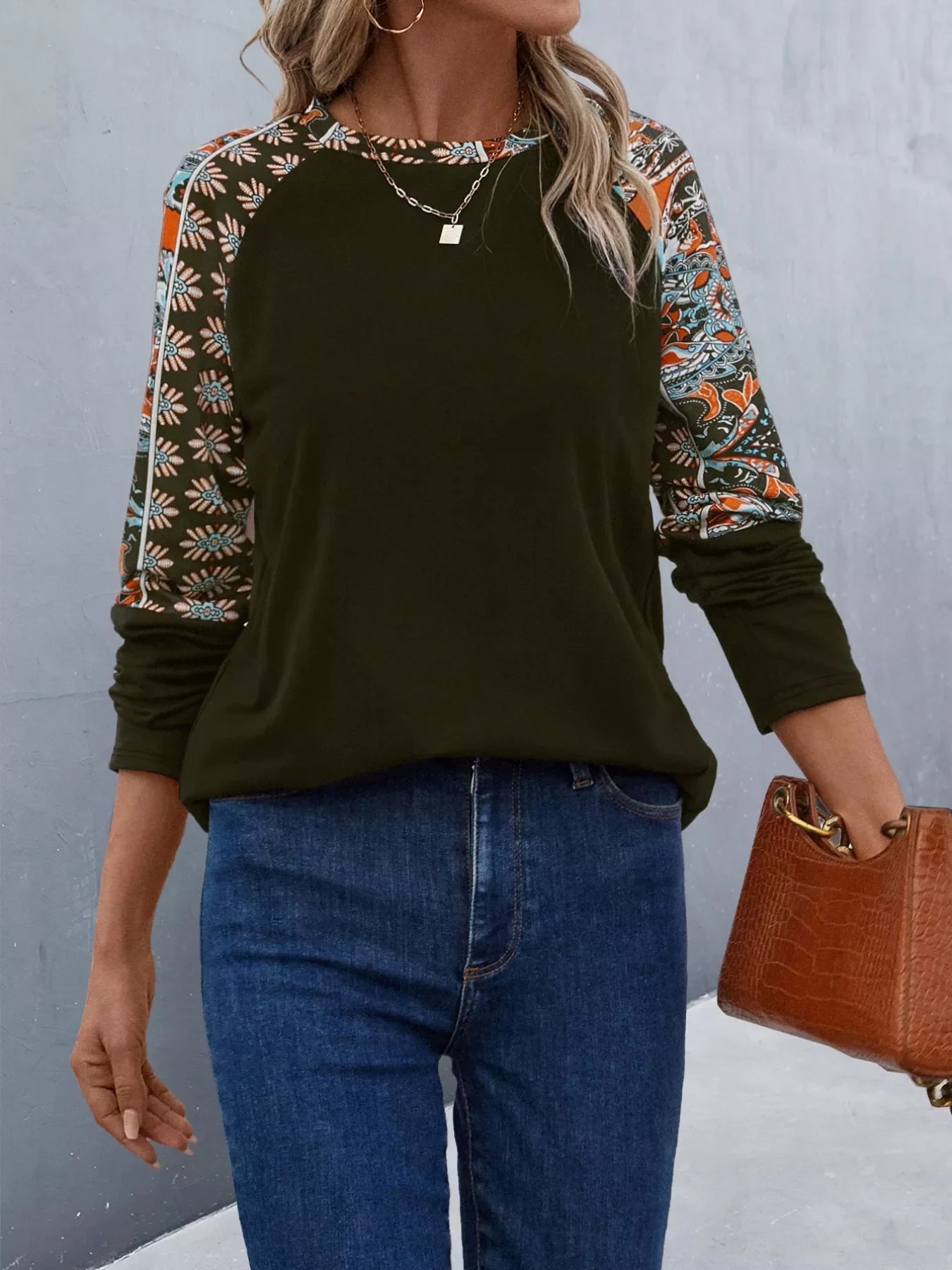 Printed Raglan Sleeve Round Neck T Shirt For Casual Wear - Southern Shores Clothing