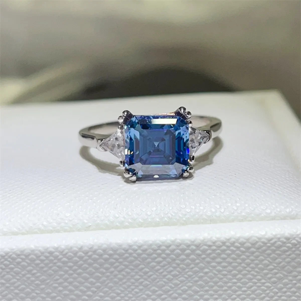 3 Carat Moissanite Sterling Silver Ring With Zircon Accents - Southern Shores Clothing