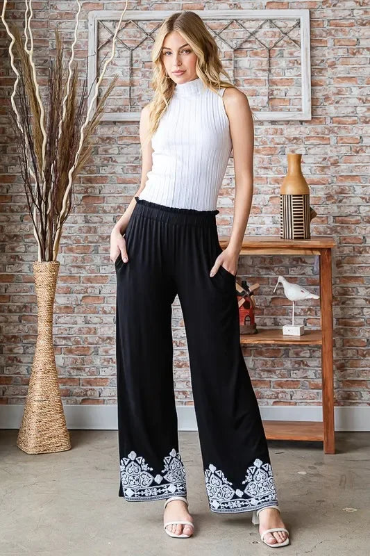 Damask Textured Plus Size Pants With Breathable Stretch - Southern Shores Clothing