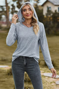 Hooded Drawstring T Shirt With Dropped Shoulder Stretchy - Southern Shores Clothing