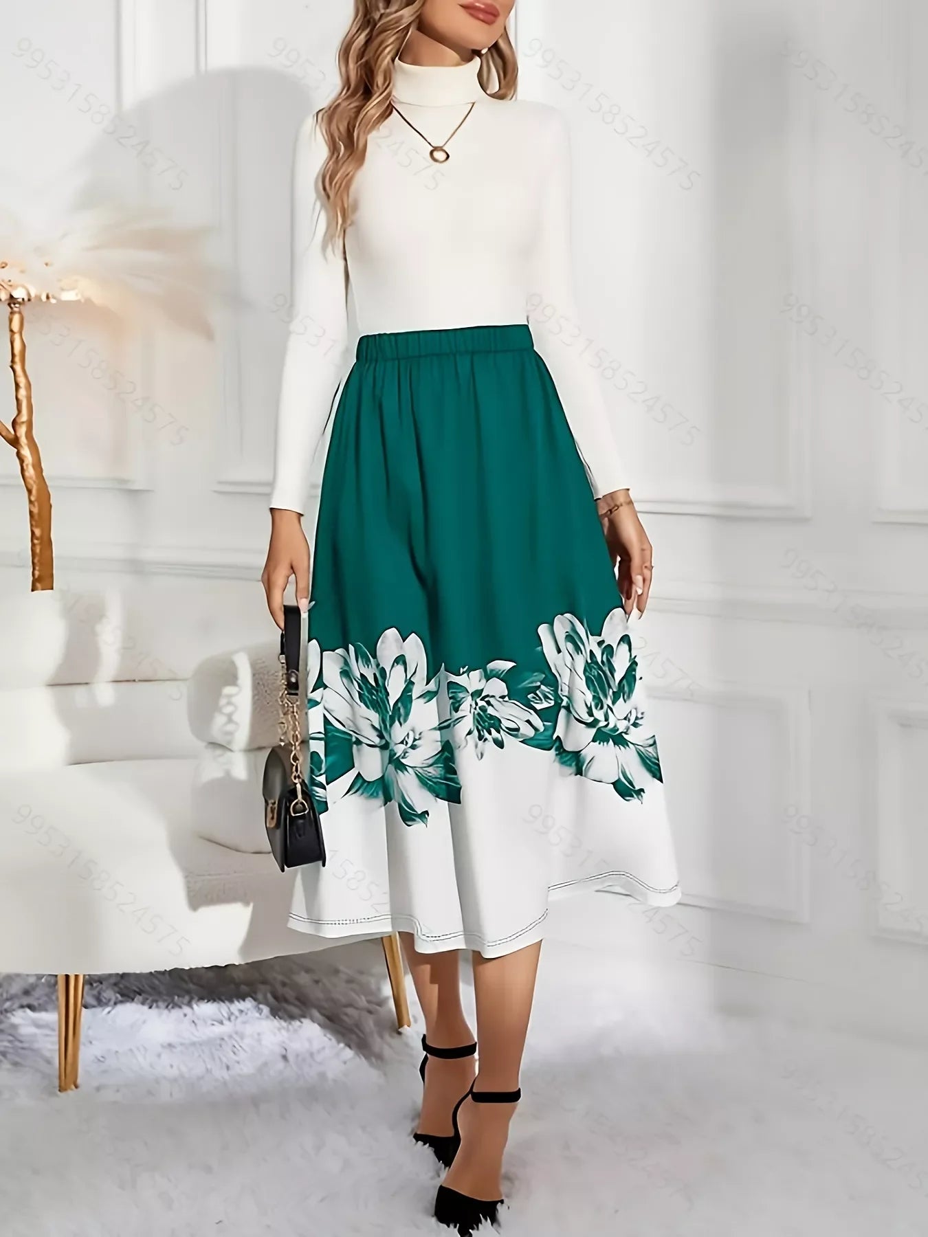 Lightweight Floral Print A Line Midi Skirt - Southern Shores Clothing