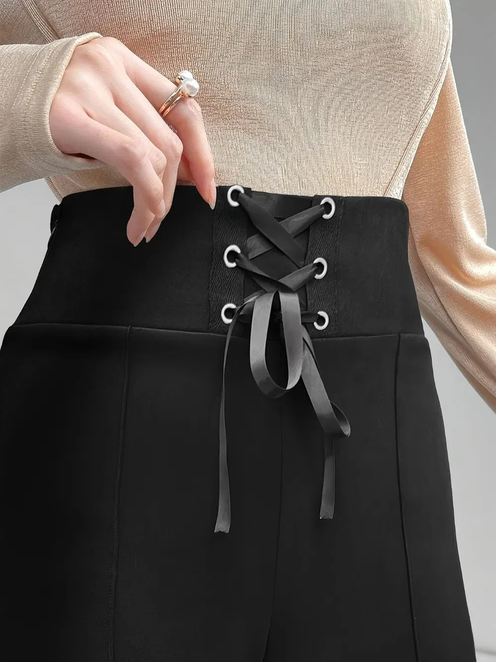 Lace Up Crisscross Bootcut Pants With Breathable Fabric - Southern Shores Clothing