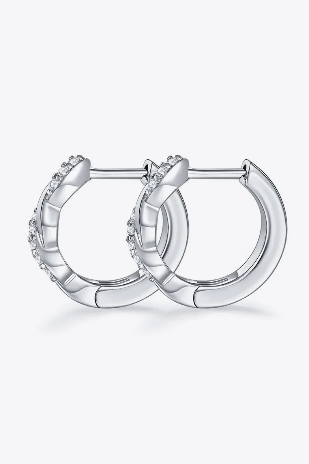 Minimalist Moissanite Twisted Hoop Earrings Platinum Plated - Southern Shores Clothing