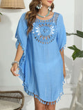 Tassel Crochet Round Neck Cover Up - Southern Shores Clothing