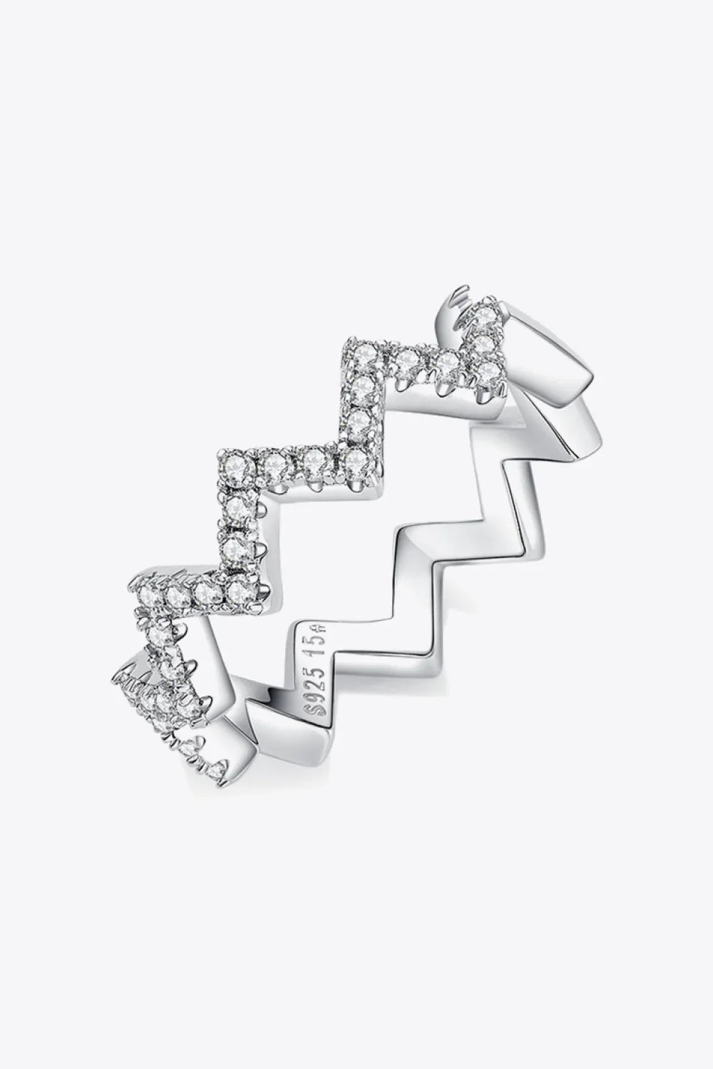 Moissanite Wavy Band Ring In Sterling Silver - Southern Shores Clothing