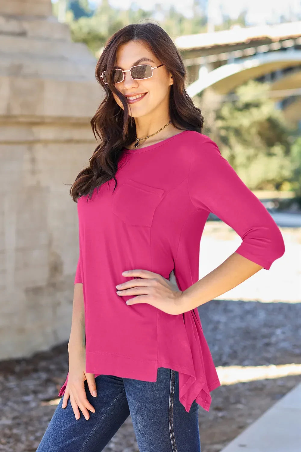 Pocketed Round Neck T Shirt With Classic Fit Rayon Spandex - Southern Shores Clothing