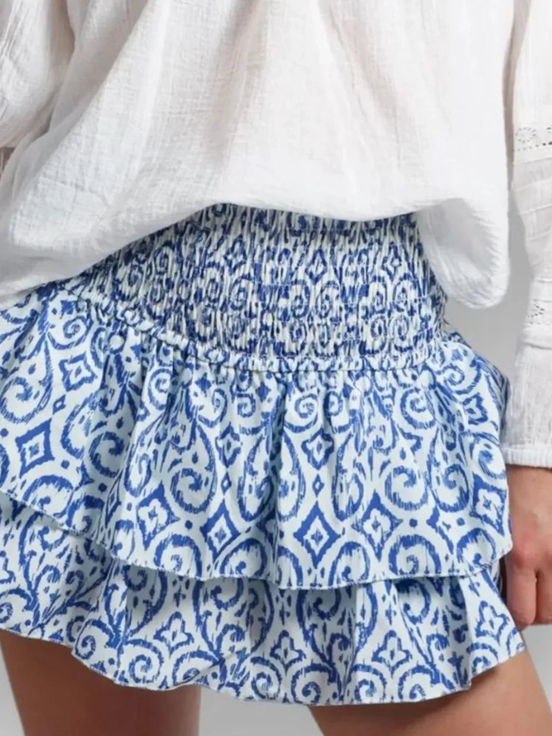 Smocked Wideband Waist Layered Mini Skirt - Southern Shores Clothing