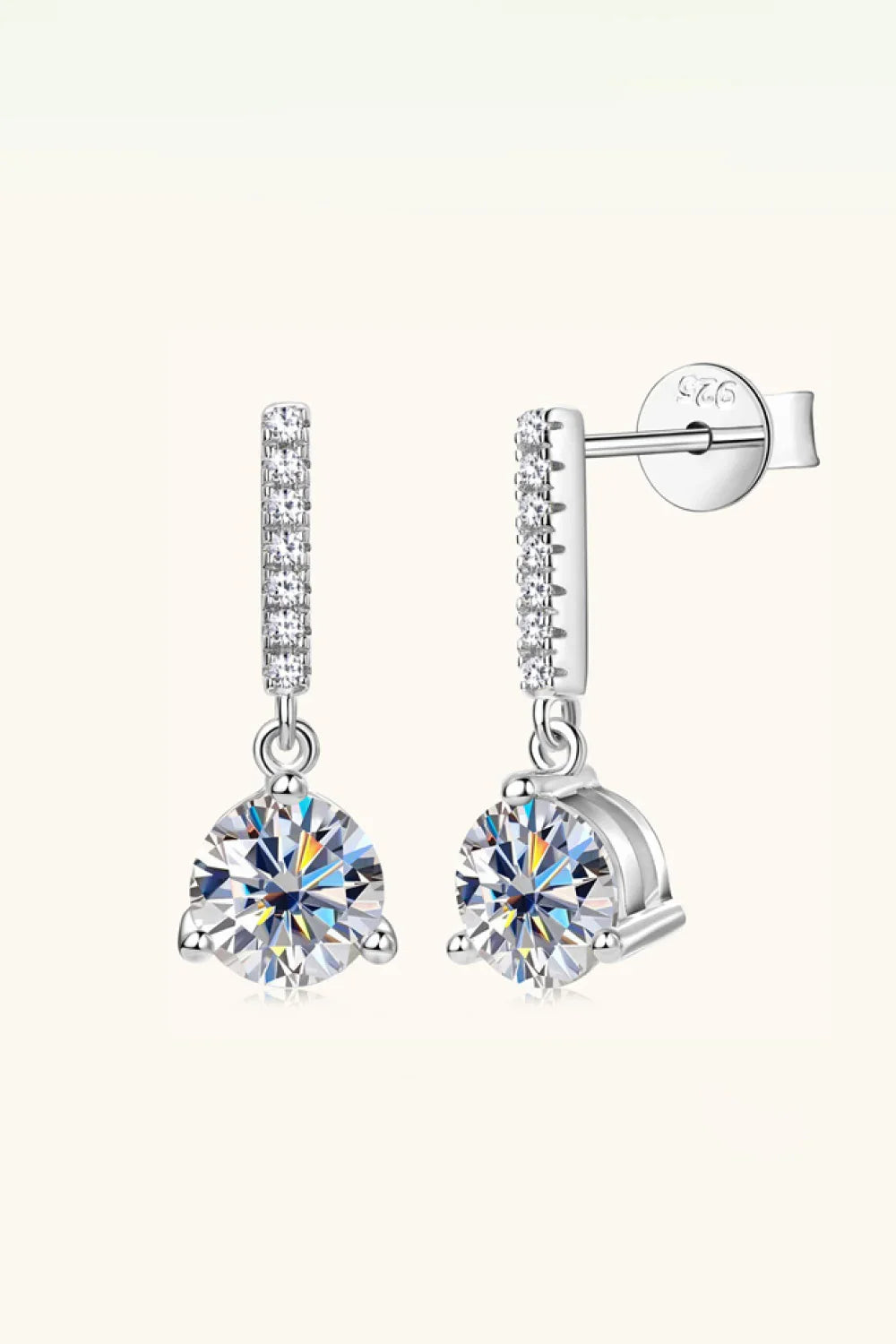 2 Carat Moissanite Sterling Silver Drop Earrings - Southern Shores Clothing