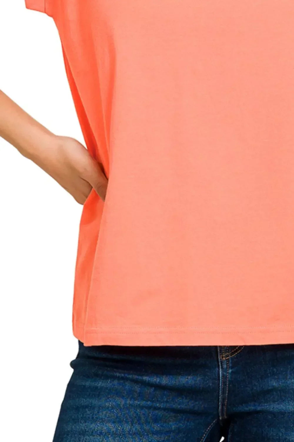 Round Neck Folded Short Sleeve Tee Shirt - Southern Shores Clothing